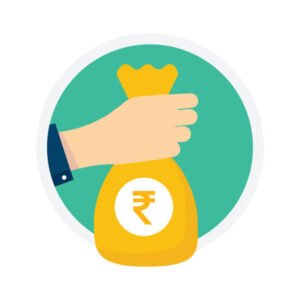 Hand-holding money bag with Indian rupee system