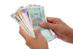 Counting Indian currency notes,Close up